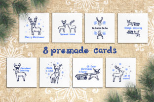 8 Greeting Cards with Deer Illustrations