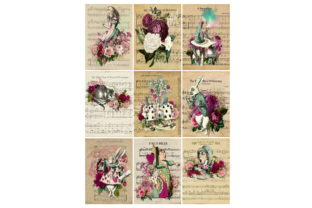 Alice in Wonderland 9 Images Collage Illustrations
