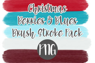 Christmas Berries Blues Brush Strokes Illustrations