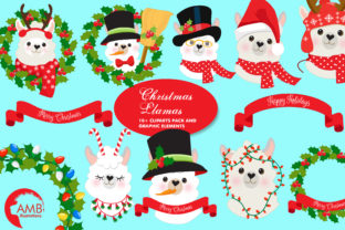 Christmas Llama Clipart AMB-2101