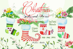 Christmas Socks and Boxes Clipart