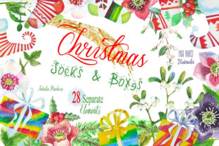 Christmas Socks Boxes Clipart Illustrations