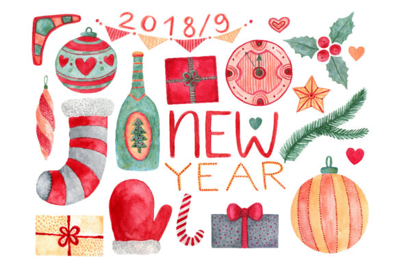 Christmas Watercolor Decorations Freebies
