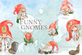 Funny Gnomes Watercolor Illustrations