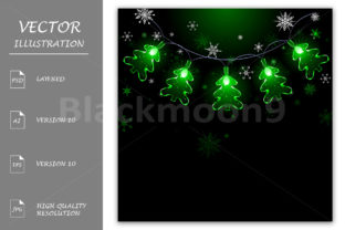 Garland of Green Fir Trees Illustrations
