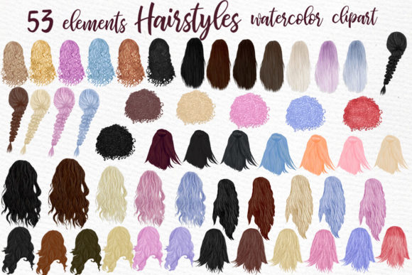 Hairstyles Illustrations for Digital Selling