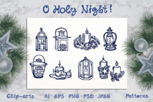 Hand Drawn Candles and Lanterns Illustrations