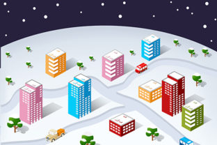 Isometric City Christmas Illustrations