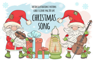 Santa Music Vector Set Illustrations
