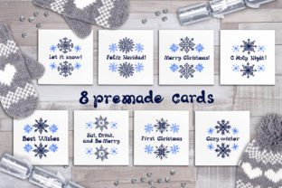 Snowflakes 8 Greeting Cards Illustrations
