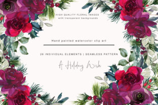 Watercolor Christmas Clipart Wine Flower Illustrations
