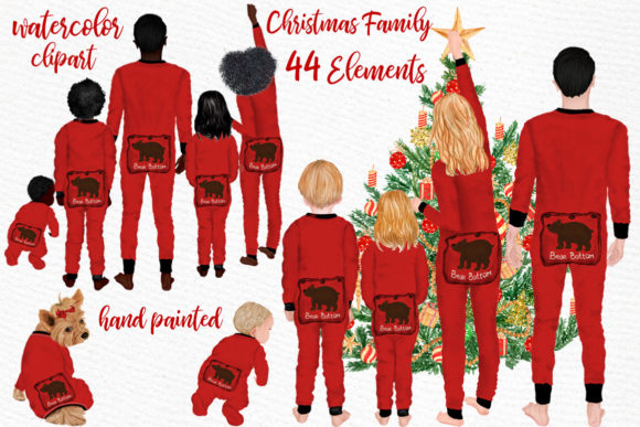 Watercolor Christmas Family Illustrations